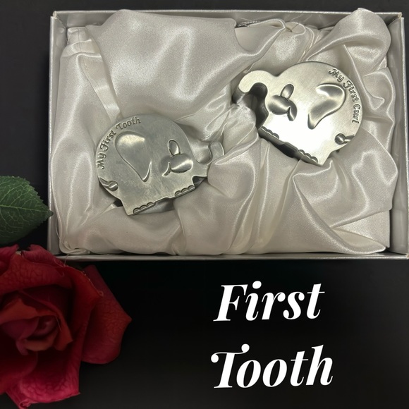 My First Tooth Elephant lined metal trinket boxes satin box Baby gift NIB - Picture 1 of 12
